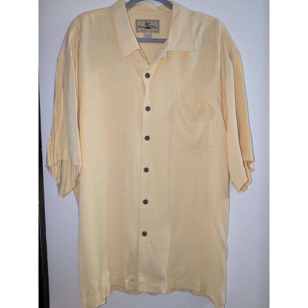 Seven Palm Silk Hawaiian Shirt Size 2XL Cruise Vacation Date Night Soft Easycare